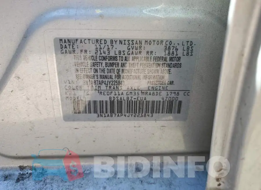 3N1AB7AP4JY225843 Photo# 10