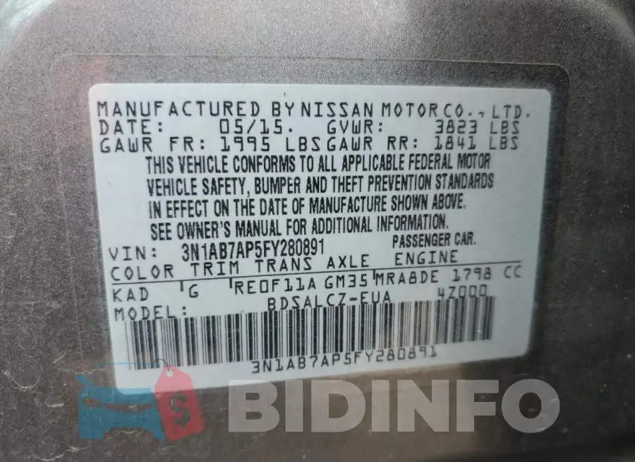 3N1AB7AP5FY280891 Photo# 10