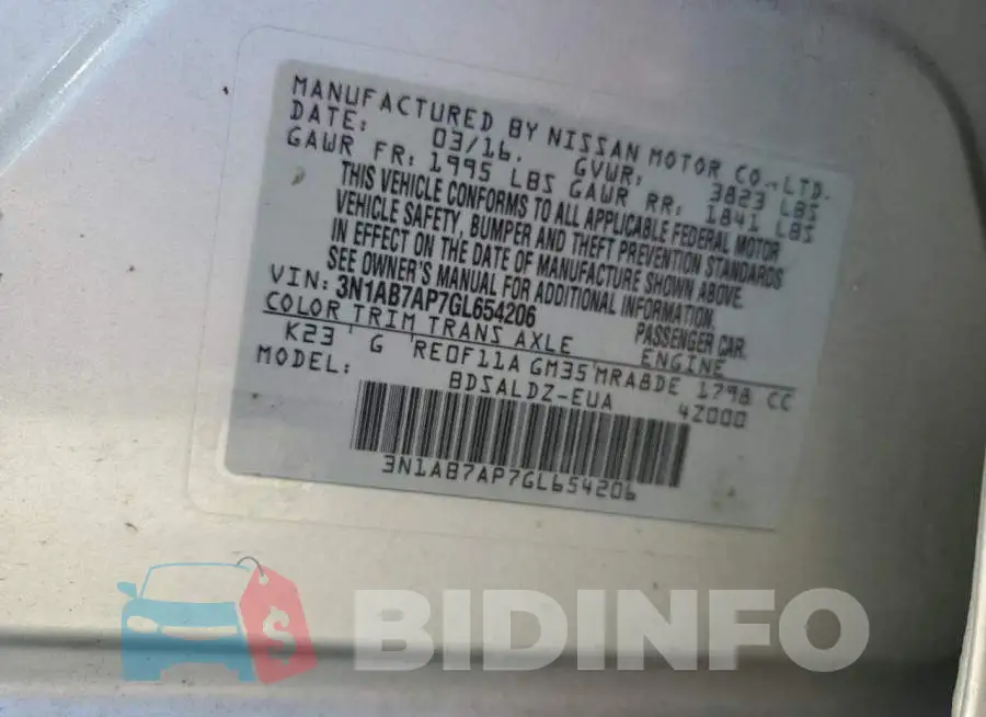 3N1AB7AP7GL654206 Photo# 10
