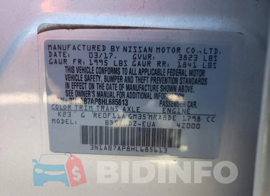 3N1AB7AP8HL685613 Photo# 12
