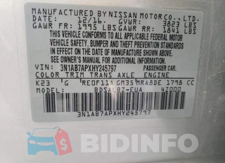 3N1AB7APXHY245797 Photo# 13