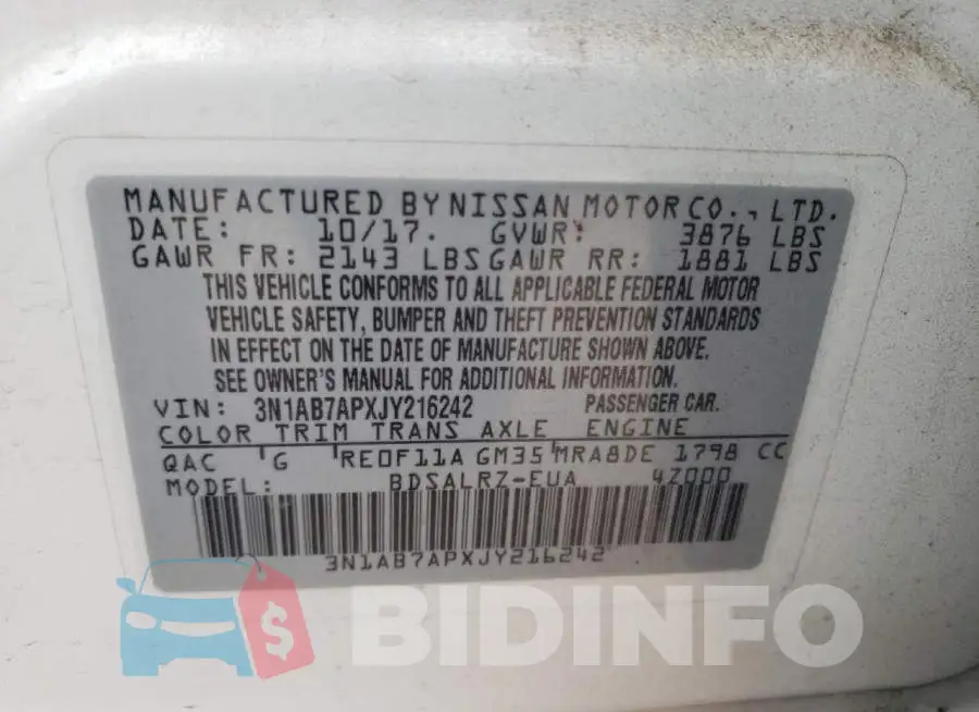 3N1AB7APXJY216242 Photo# 10