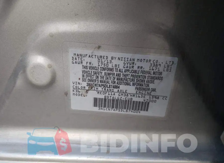 3N1CN7AP5DL874004 Photo# 12