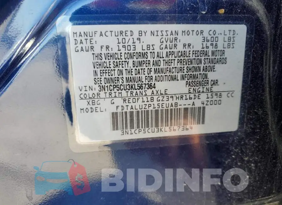 3N1CP5CU3KL567364 Photo# 10