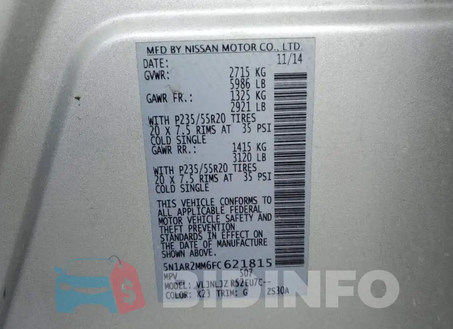 5N1AR2MM6FC621815 Photo# 10