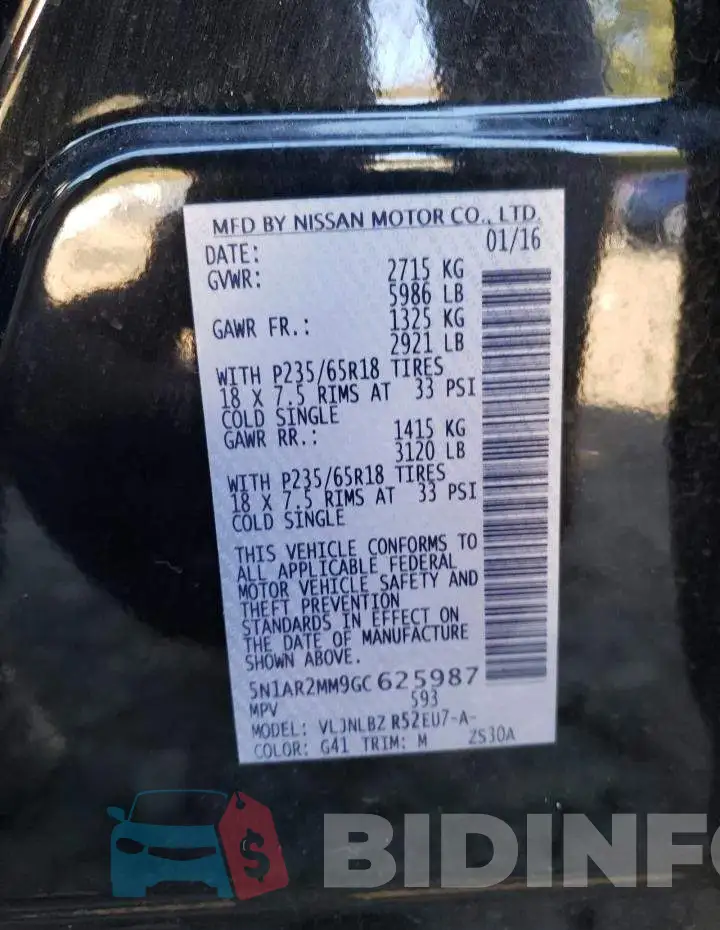 5N1AR2MM9GC625987 Photo# 10