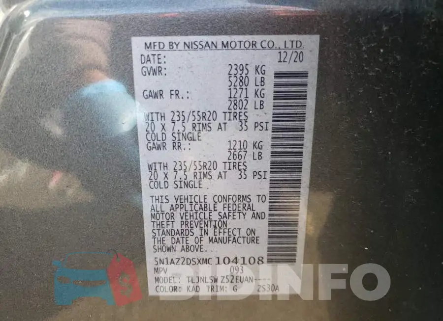 5N1AZ2DSXMC104108 Photo# 10