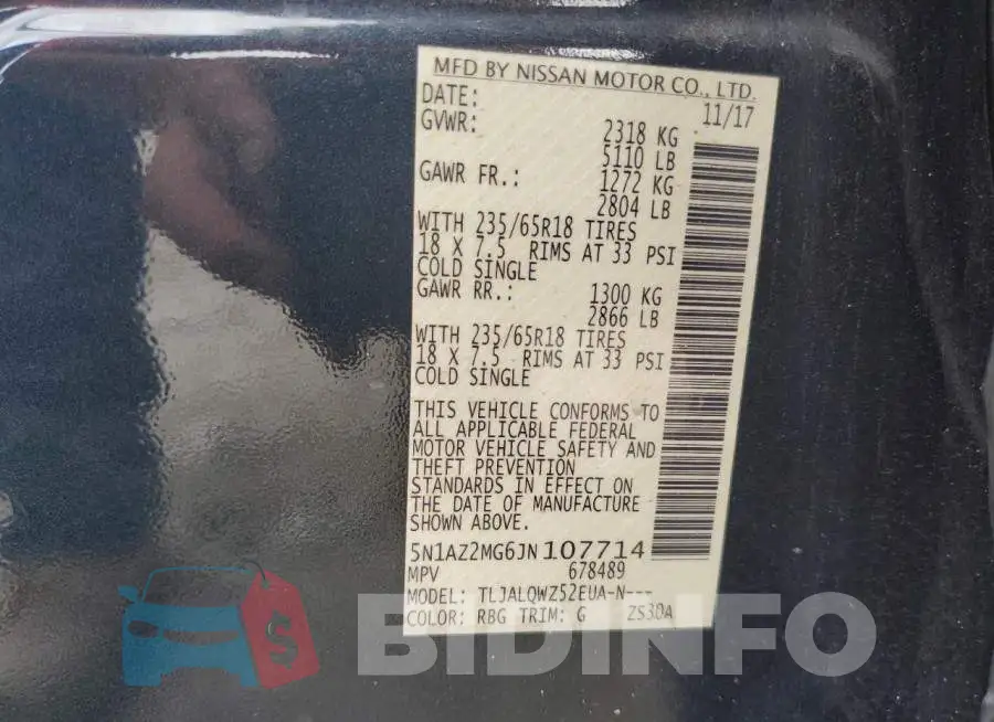 5N1AZ2MG6JN107714 Photo# 10