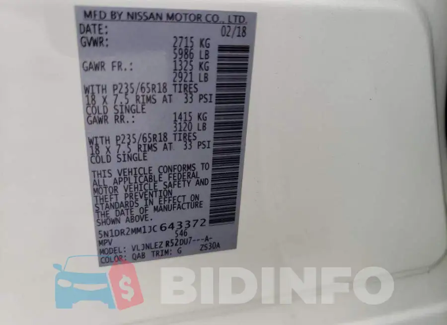 5N1DR2MM1JC643372 Photo# 10
