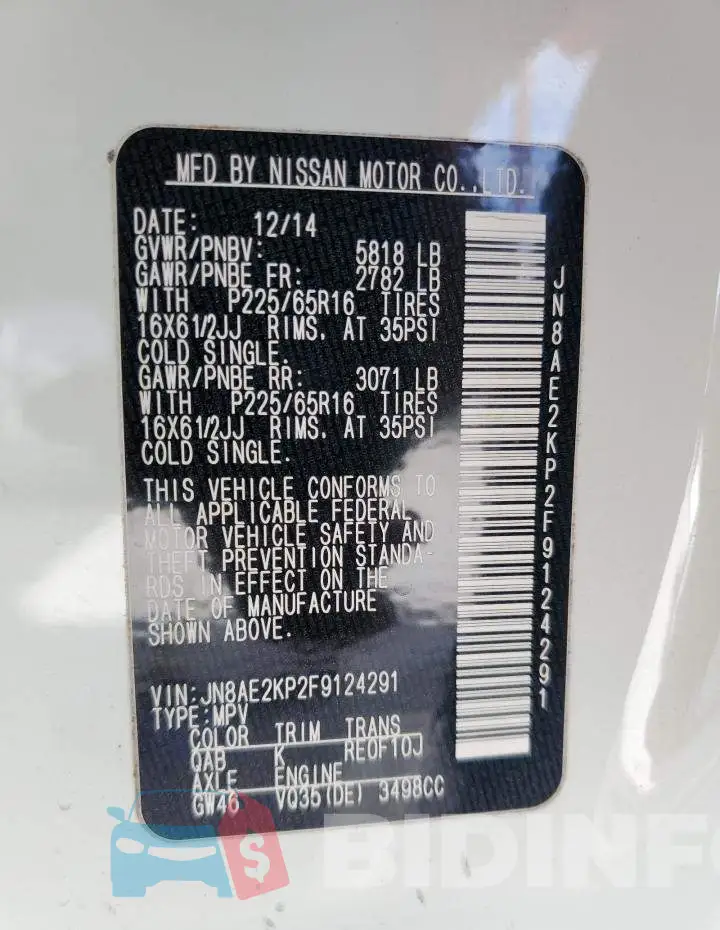 JN8AE2KP2F9124291 Photo# 13