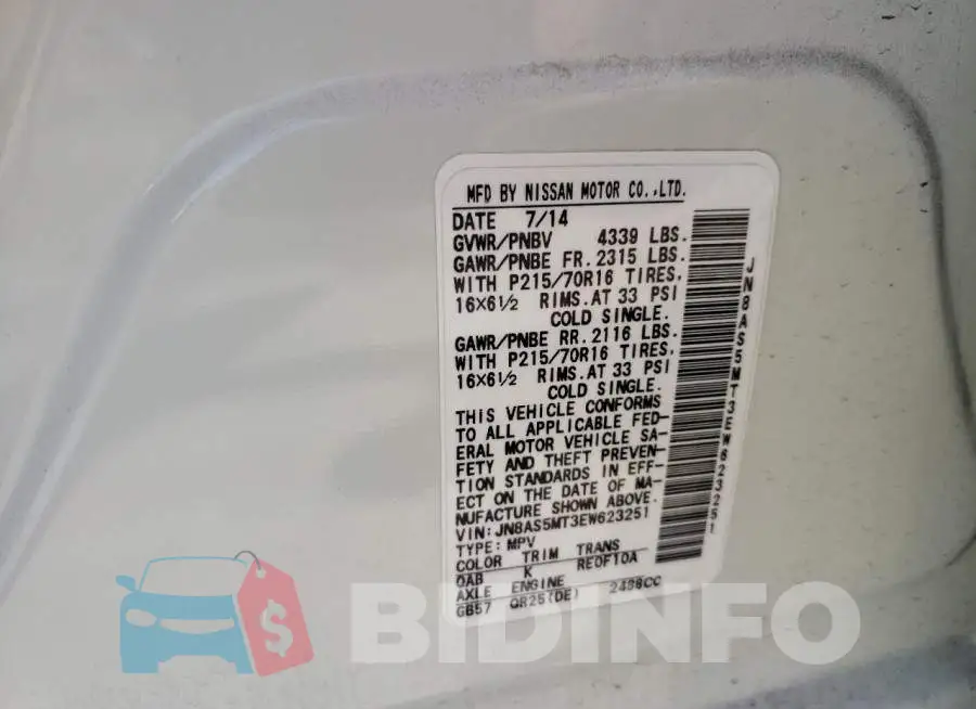 JN8AS5MT3EW623251 Photo# 10