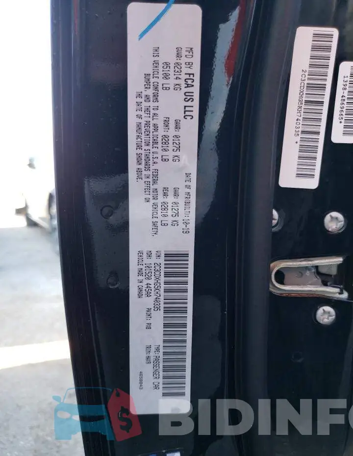 2C3CDXHG5KH740335 Photo# 10