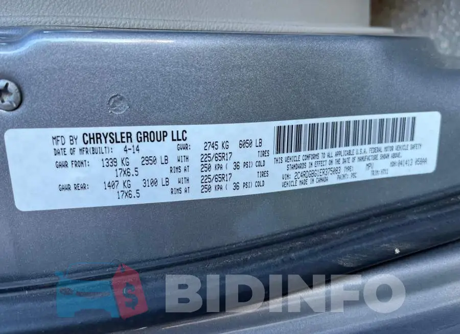2C4RDGBG1ER375083 Photo# 10