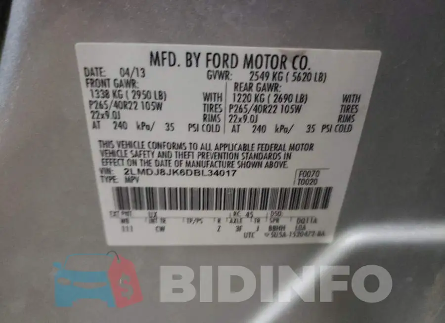 2LMDJ8JK6DBL34017 Photo# 10