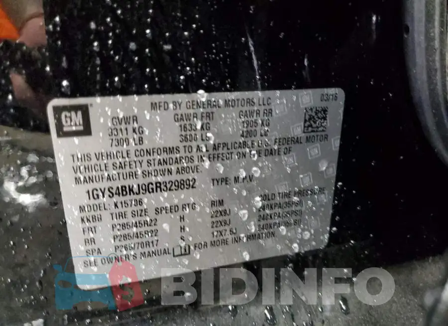 1GYS4BKJ9GR329892 Photo# 10