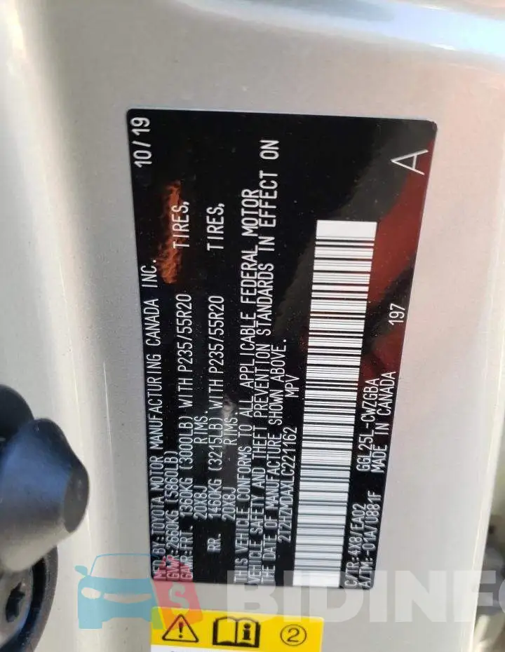 2T2HZMDAXLC221162 Photo# 10