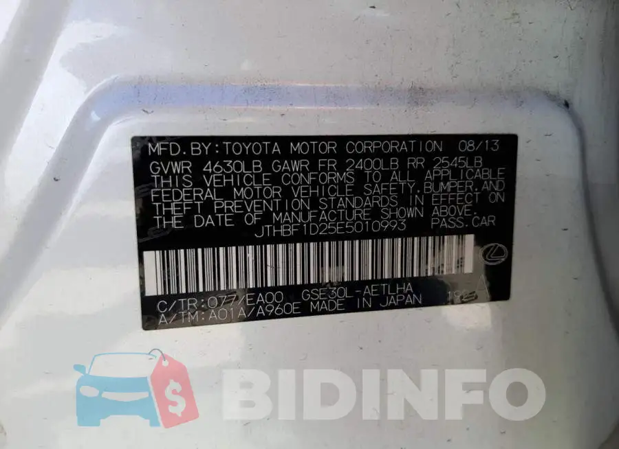 JTHBF1D25E5010993 Photo# 10