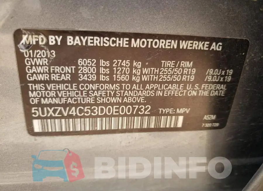 5UXZV4C53D0E00732 Photo# 13