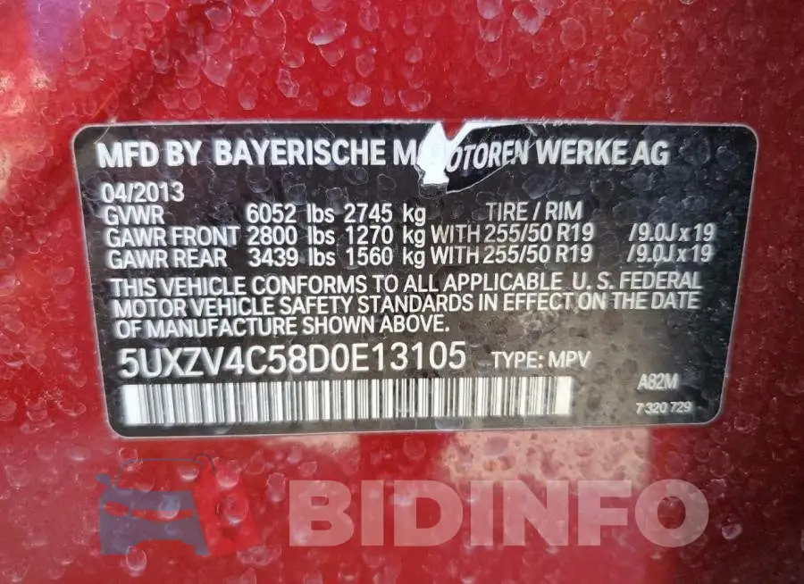 5UXZV4C58D0E13105 Photo# 10