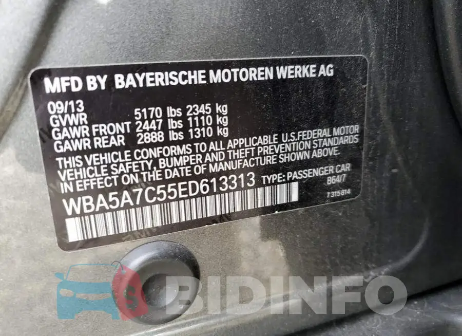 WBA5A7C55ED613313 Photo# 12