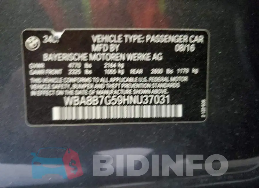 WBA8B7G59HNU37031 Photo# 10