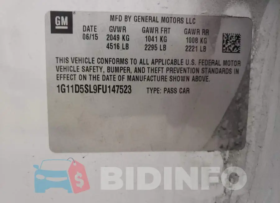 1G11D5SL9FU147523 Photo# 12