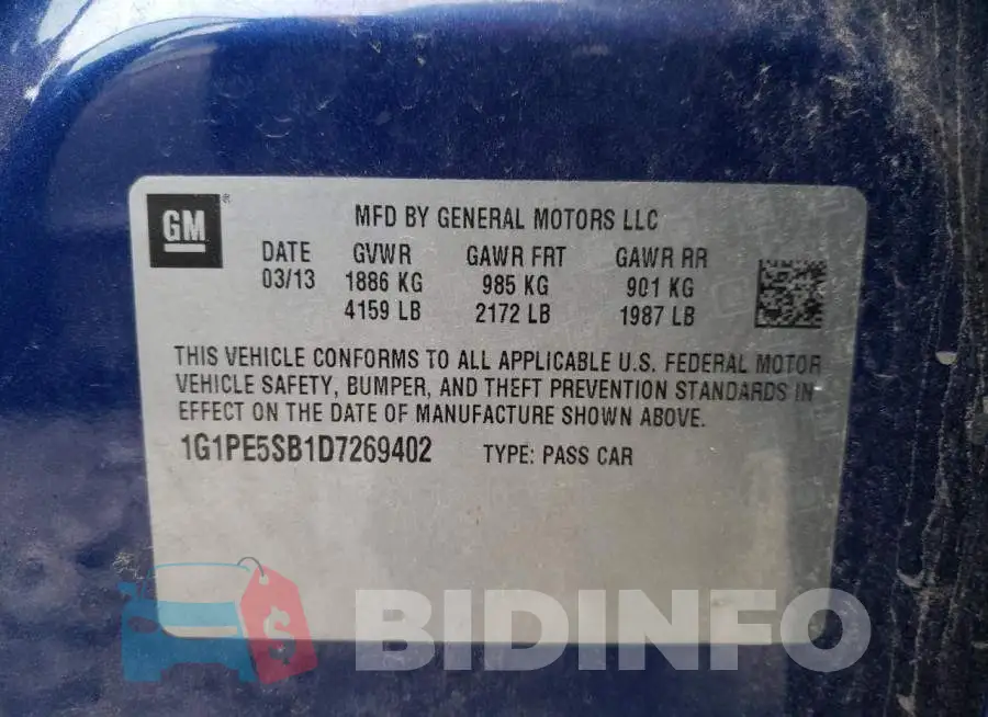 1G1PE5SB1D7269402 Photo# 12