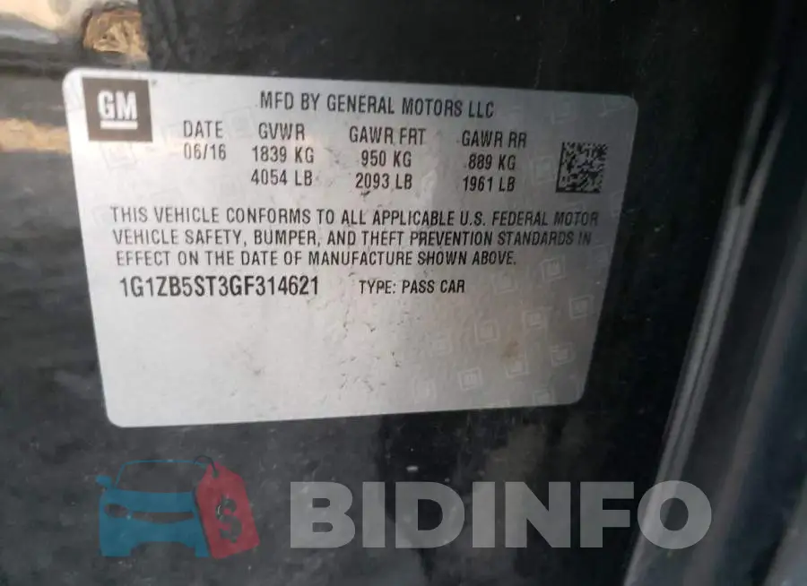 1G1ZB5ST3GF314621 Photo# 12