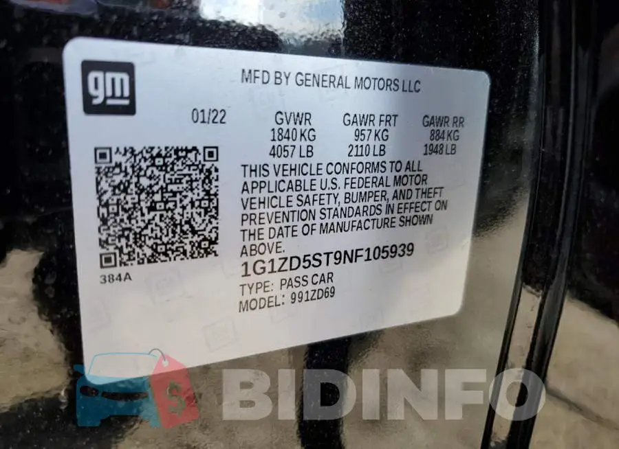 1G1ZD5ST9NF105939 Photo# 12
