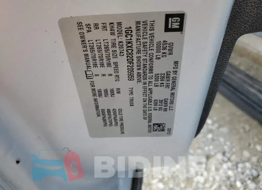 1GC1KXC82DF205959 Photo# 12