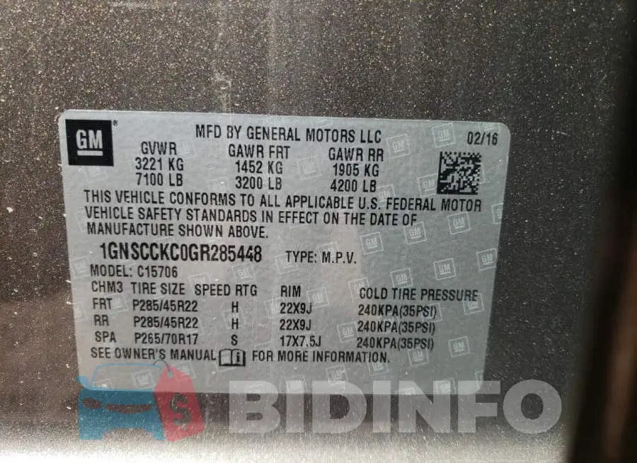 1GNSCCKC0GR285448 Photo# 10