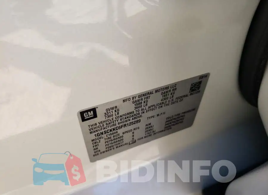 1GNSCKKC6FR125289 Photo# 14