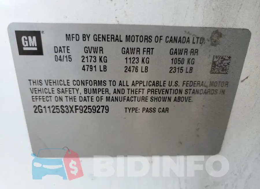 2G1125S3XF9259279 Photo# 10