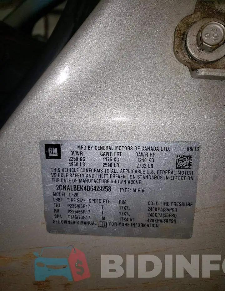 2GNALBEK4D6429258 Photo# 13