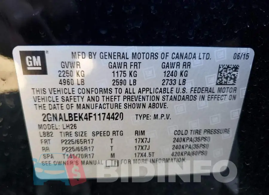 2GNALBEK4F1174420 Photo# 10