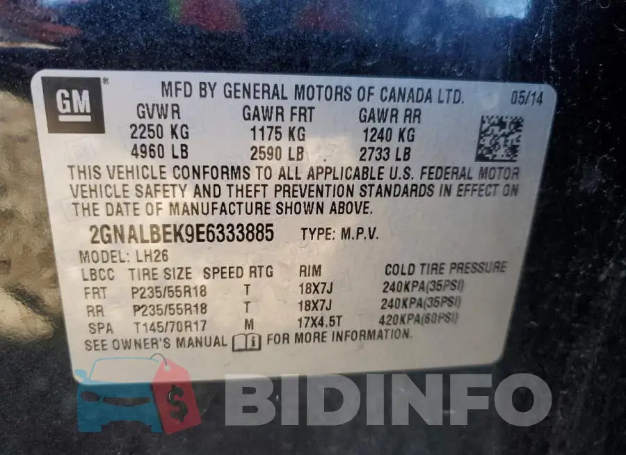 2GNALBEK9E6333885 Photo# 10