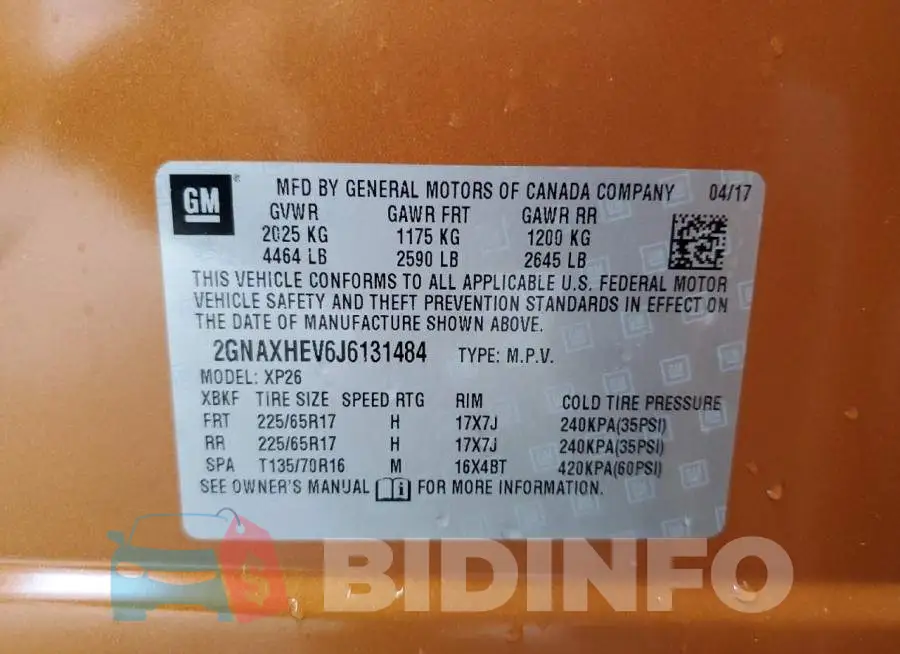 2GNAXHEV6J6131484 Photo# 14