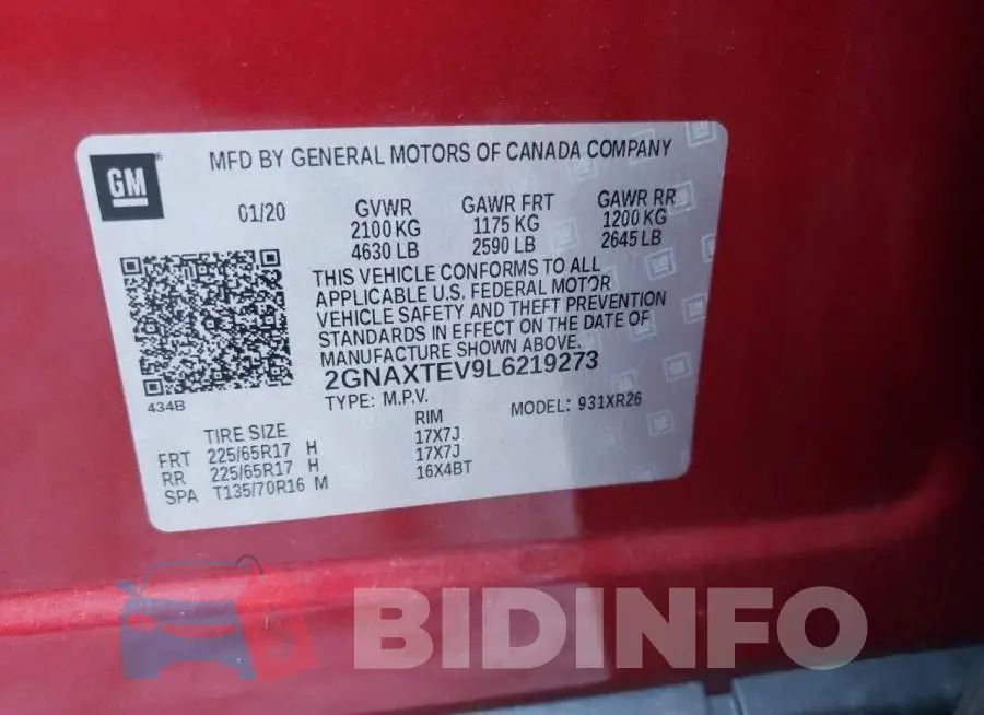 2GNAXTEV9L6219273 Photo# 10