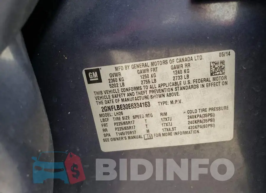2GNFLBE30E6334163 Photo# 14