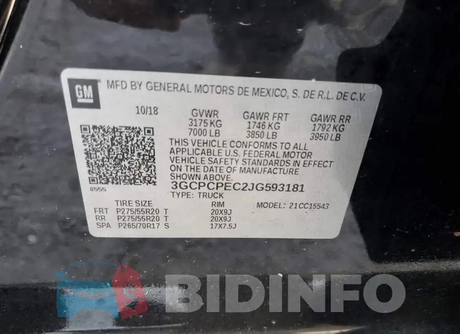 3GCPCPEC2JG593181 Photo# 12