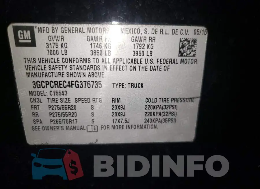 3GCPCREC4FG376735 Photo# 10