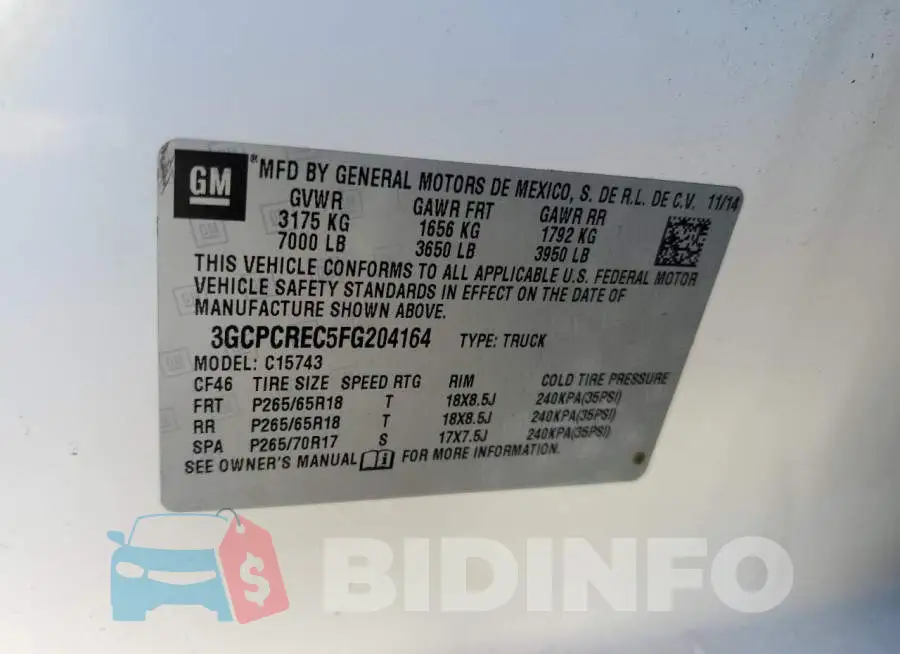 3GCPCREC5FG204164 Photo# 10