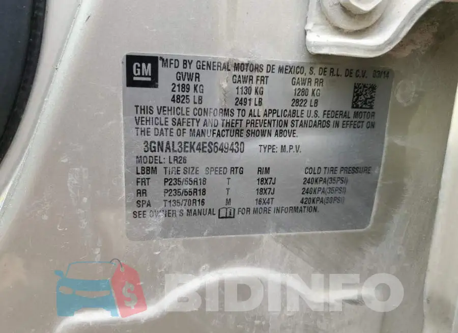 3GNAL3EK4ES649430 Photo# 13