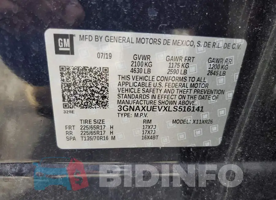 3GNAXUEVXLS516141 Photo# 10