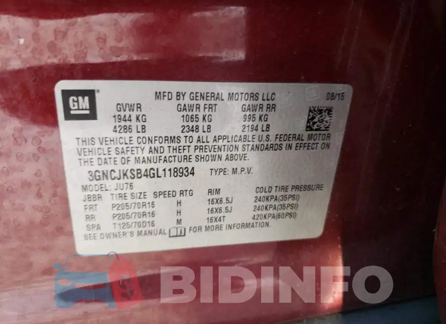 3GNCJKSB4GL118934 Photo# 13