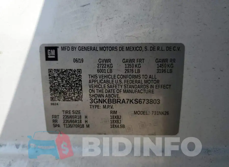 3GNKBBRA7KS673803 Photo# 13
