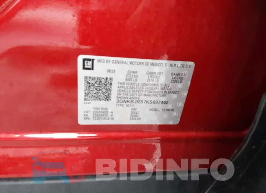 3GNKBJRS7KS697442 Photo# 10