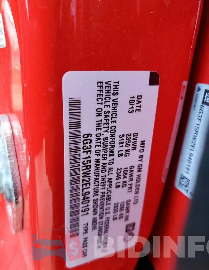 6G3F15RW2EL940191 Photo# 10