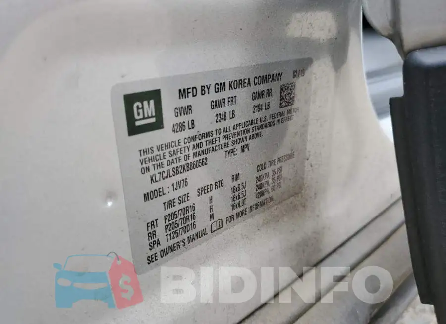 KL7CJLSB2KB860562 Photo# 10
