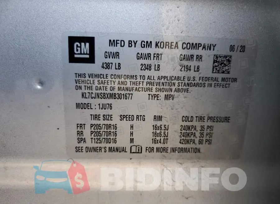 KL7CJNSBXMB301677 Photo# 10